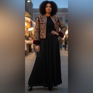 Designs By Julie Black Crushed Crinkle Flared Super Maxi Pull On Skirt Women M